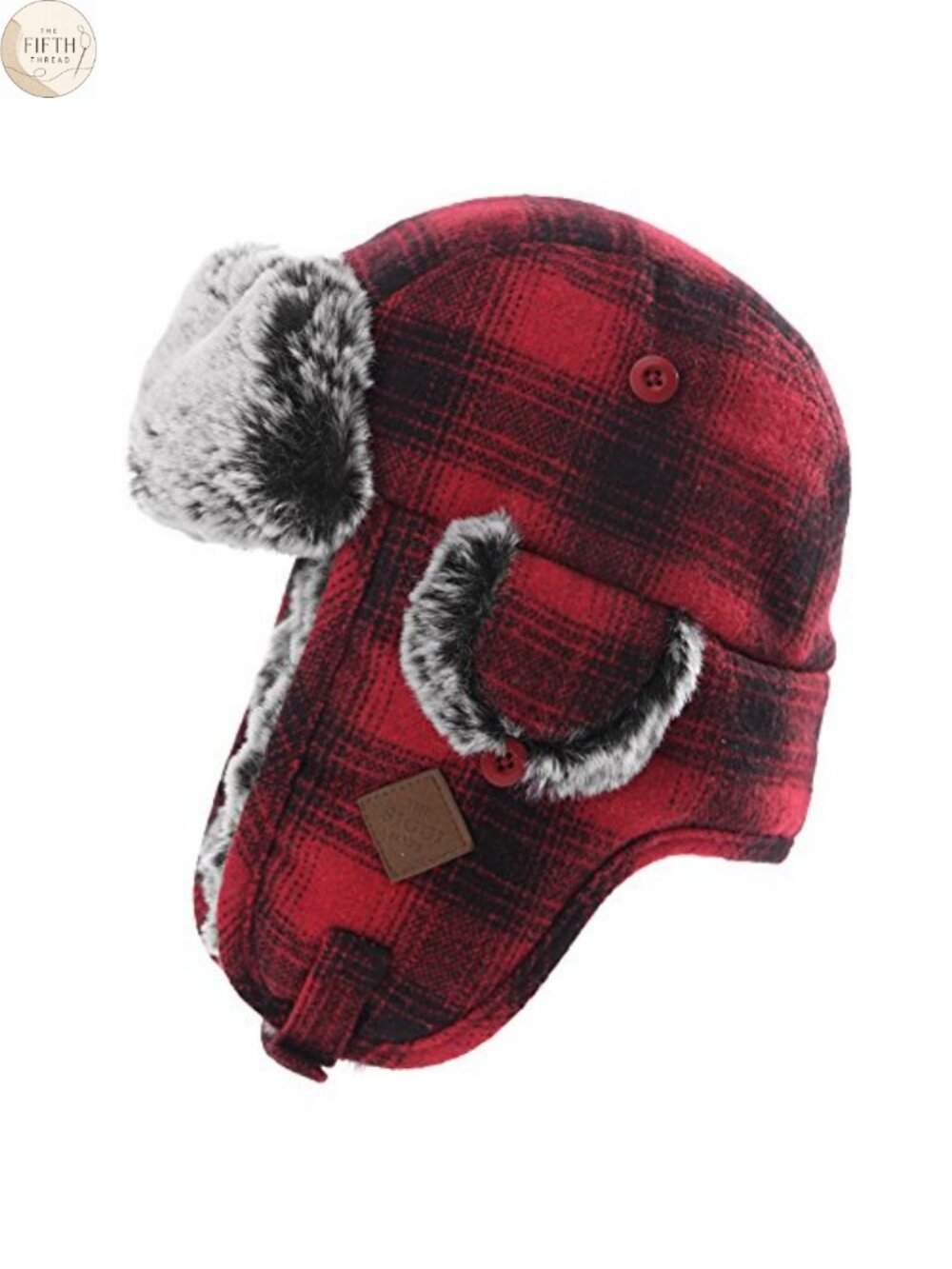 Plaid Winter Trapper Hat Faux Fur Earflap Windproof Ski Hunt Cap